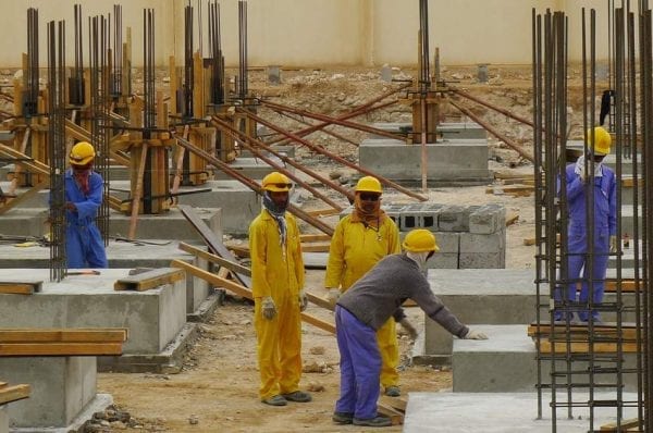 Qatar workers worked in construction site