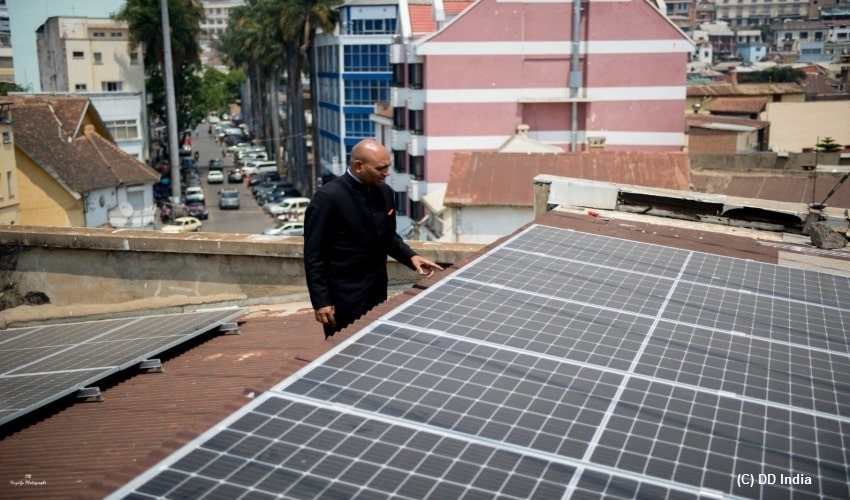 Indian embassy, Madagascar, solar plant, Gandhi Jayanti