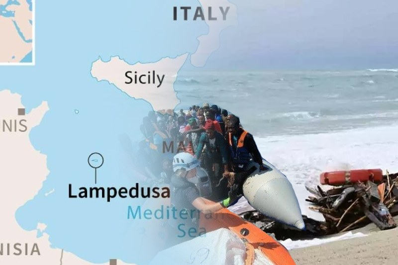 a migrant boat was rescued off lampedusa, saving 38 migrants