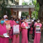 asha workers march to assembly demanding an increase in minimum wages