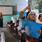 afghan women demand reopening of schools after taliban policy event overlooks women's