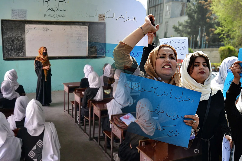 afghan women demand reopening of schools after taliban policy event overlooks women's