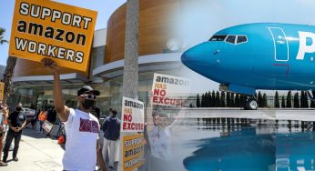 Amazon workers walk off job at air freight facility to call for better pay and working conditions