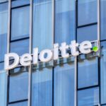 gdansk, poland may 8, 2022: logo and sign of deloitte, multina