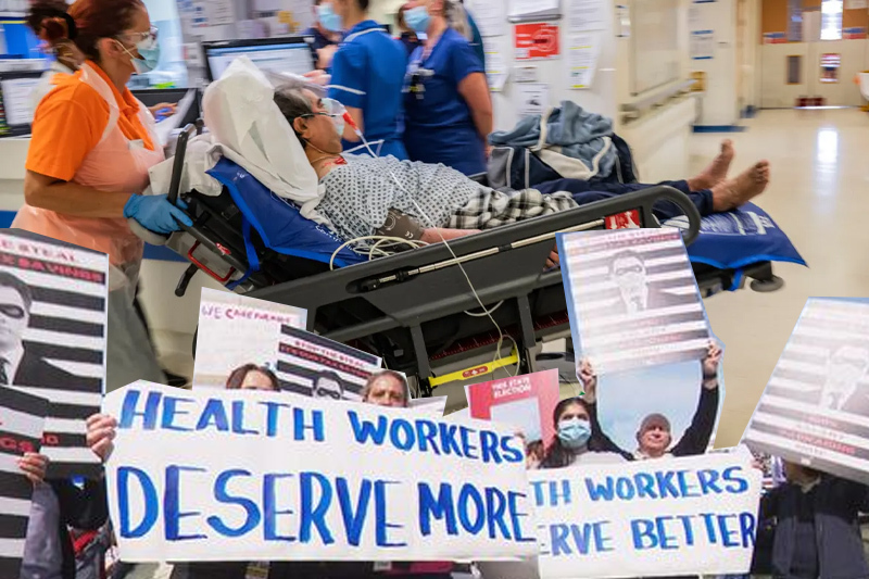 during a strike at major sydney hospitals, healthcare workers accuse the premier of lying about a pay rise