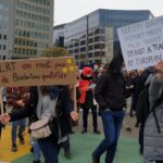 european schools' teachers demand eu employment rights in a protest in brussels