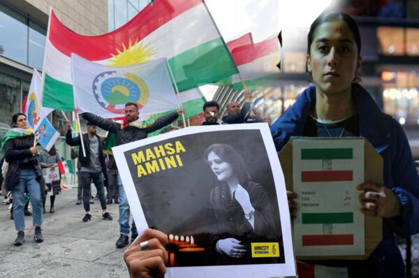 'free iran' protest in southampton city centre