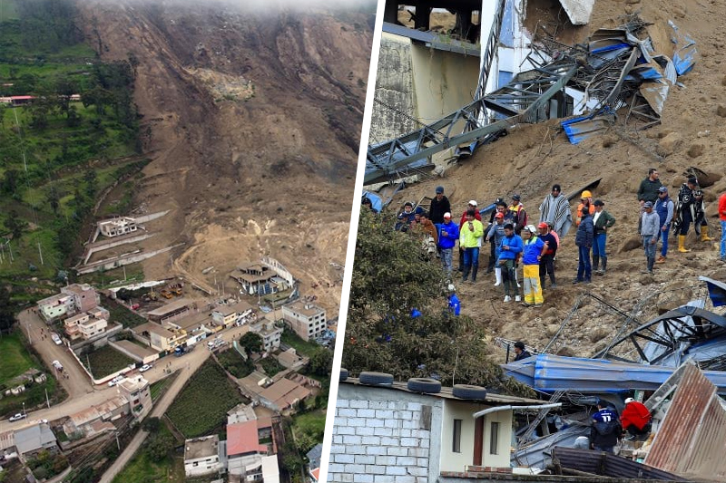 landslide in ecuador 7 dead, and over 60 missing
