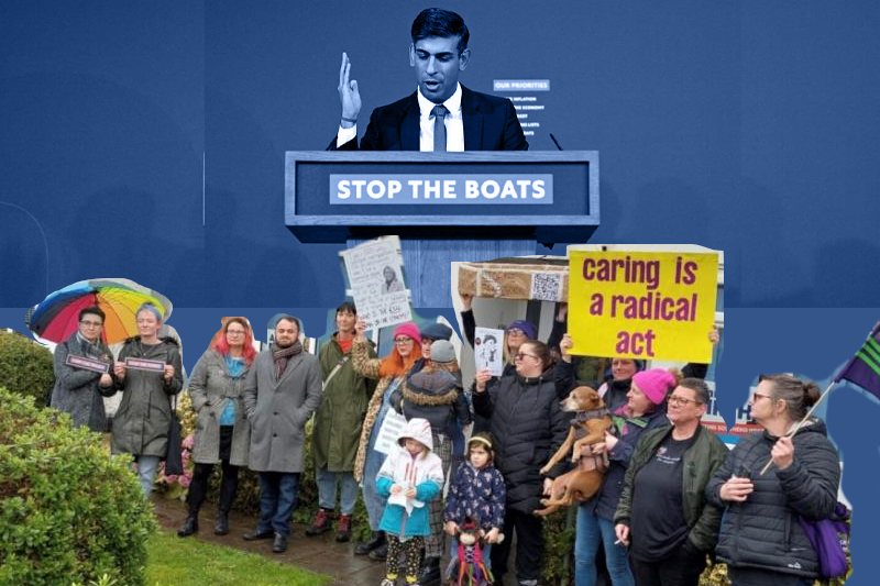 Leigh sees campaigners protest against new immigration law
