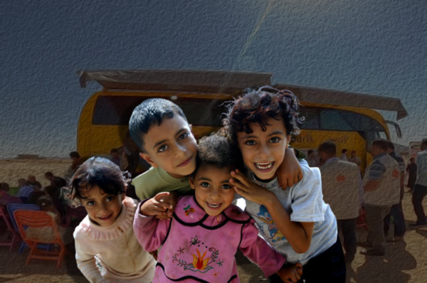 Edris, the big yellow bus that works as mobile classroom for Yemeni children