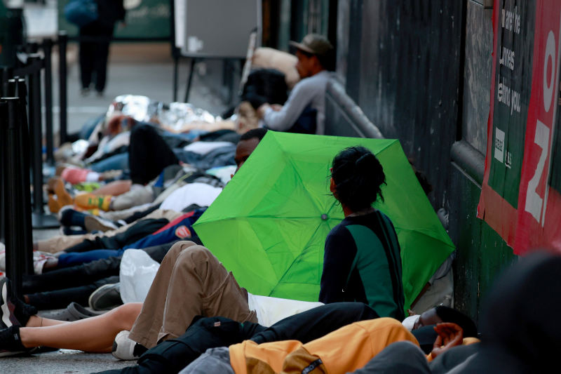 Migrants sleep outside Roosevelt Hotel as New York City fails to provide shelter