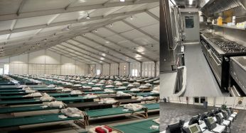 New York City opens tent shelter for bussed-in asylum seekers