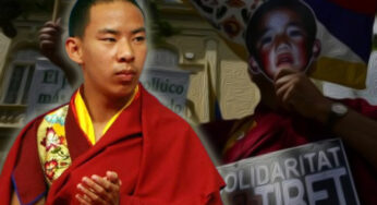 Protestors mark disappearance of Panchen Lama in front of Chinese embassy in London