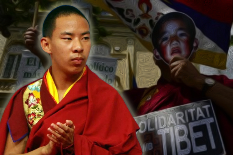 Protestors mark disappearance of Panchen Lama in front of Chinese embassy in London