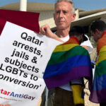 qatar officials stop lgbt activist peter tatchell protest