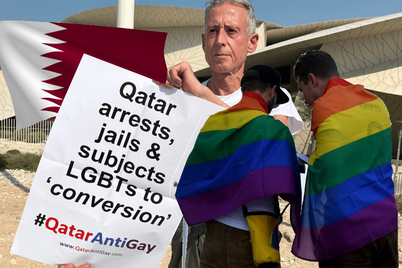 qatar officials stop lgbt activist peter tatchell protest
