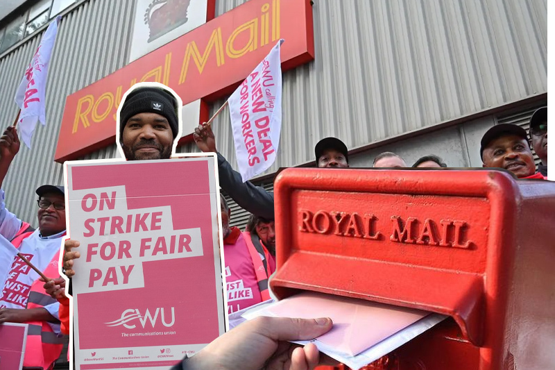 royal mail workers walk out in first of 19 days of strikes