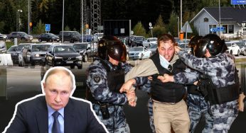 Russians flee to the border after being drafted into the army