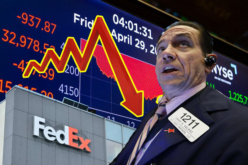 Stocks fall after FedEx warns of a global recession