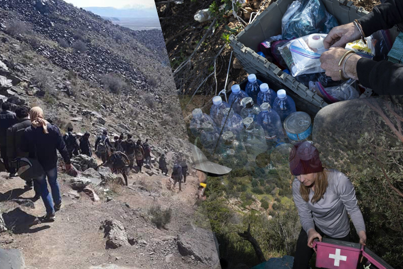 supplies left behind for migrants crossing ote mountain wilderness destroyed volunteers