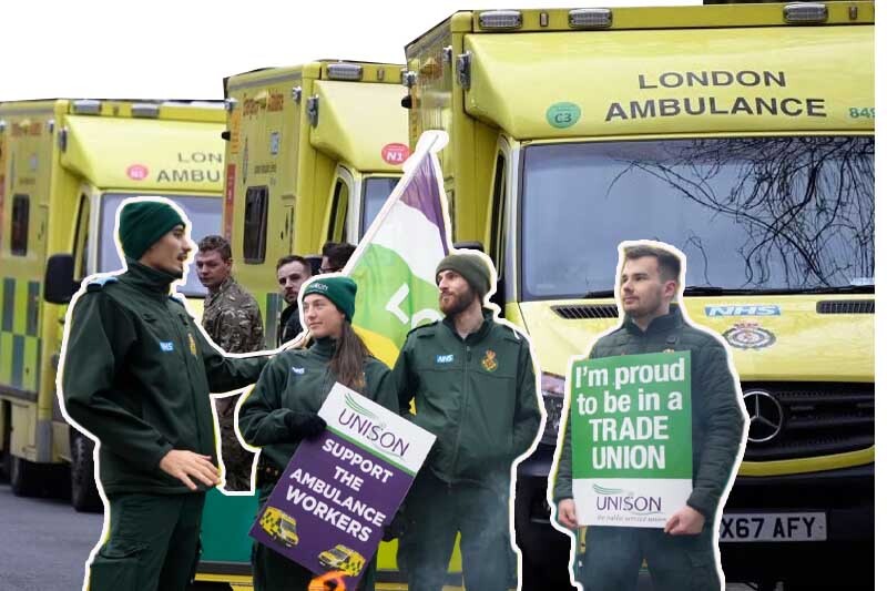 thousands of ambulance workers stage latest strike over pay