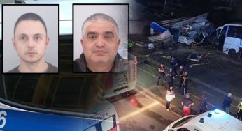 Two police officers dead after migrant bus ploughs through roadblock 