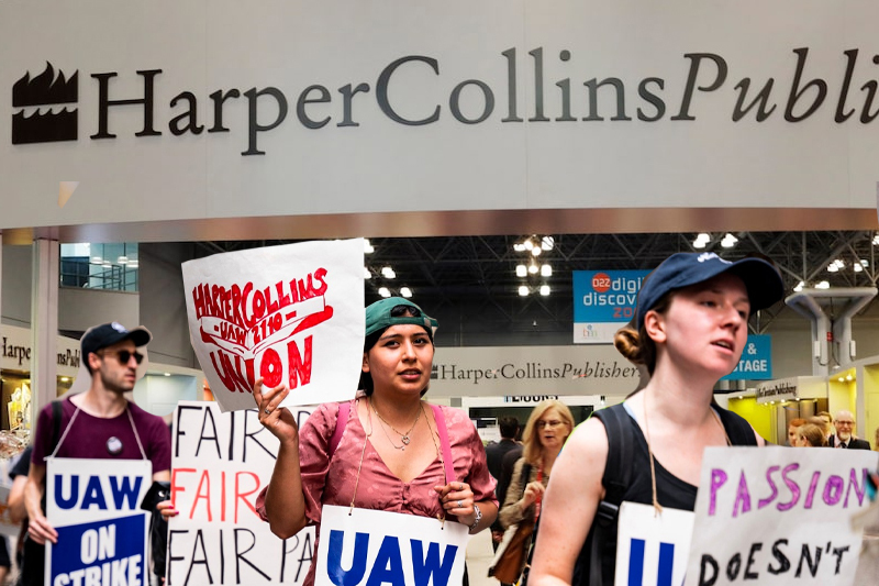 harpercollins striking workers