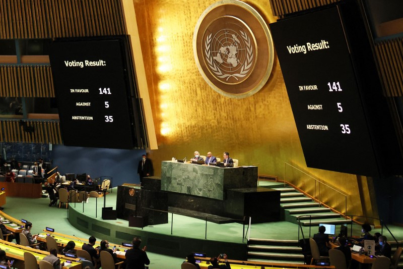 The UN's top political affairs official, Rosemary DiCarlo, addressed the Security Council, condemning Russia's ongoing elections in illegally occupied parts of Ukraine
